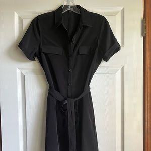 Express tie waste button up shirts dress